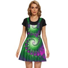 Fractal Spiral Purple Art Green Art Apron Dress by Proyonanggan