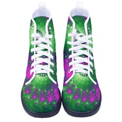 Fractal Spiral Purple Art Green Art Men s High-top Canvas Sneakers by Proyonanggan