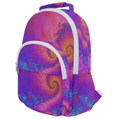 Fractal Art Artwork Magical Purple Rounded Multi Pocket Backpack by Proyonanggan