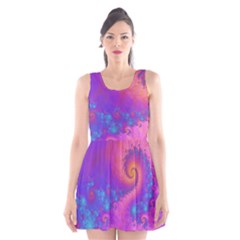 Fractal Art Artwork Magical Purple Scoop Neck Skater Dress by Proyonanggan