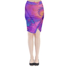 Fractal Art Artwork Magical Purple Midi Wrap Pencil Skirt by Proyonanggan