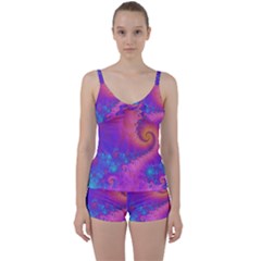 Fractal Art Artwork Magical Purple Tie Front Two Piece Tankini by Proyonanggan