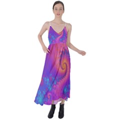 Fractal Art Artwork Magical Purple Tie Back Maxi Dress by Proyonanggan