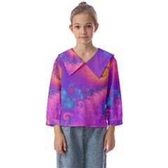 Fractal Art Artwork Magical Purple Kids  Sailor Shirt by Proyonanggan