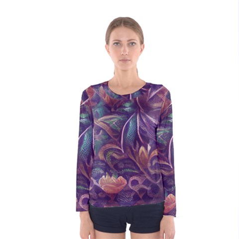 Abstract African Art Backdrop Women s Long Sleeve T-shirt by Proyonanggan