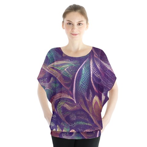 Abstract African Art Backdrop Batwing Chiffon Blouse by Proyonanggan