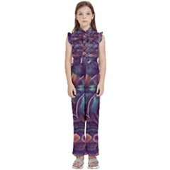 Abstract African Art Backdrop Kids  Sleeveless Ruffle Edge Band Collar Chiffon One Piece by Proyonanggan