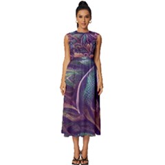 Abstract African Art Backdrop Sleeveless Round Neck Midi Dress by Proyonanggan