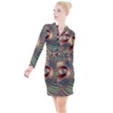 Fractal Strange Unknown Abstract Button Long Sleeve Dress View1