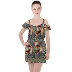 Fractal Strange Unknown Abstract Ruffle Cut Out Chiffon Playsuit by Proyonanggan