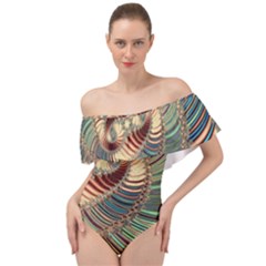 Fractal Strange Unknown Abstract Off Shoulder Velour Bodysuit  by Proyonanggan