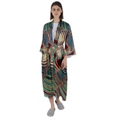 Fractal Strange Unknown Abstract Maxi Satin Kimono by Proyonanggan