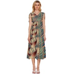 Fractal Strange Unknown Abstract V-neck Drawstring Shoulder Sleeveless Maxi Dress by Proyonanggan