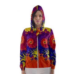 Fractal Spiral Bright Colors Women s Hooded Windbreaker