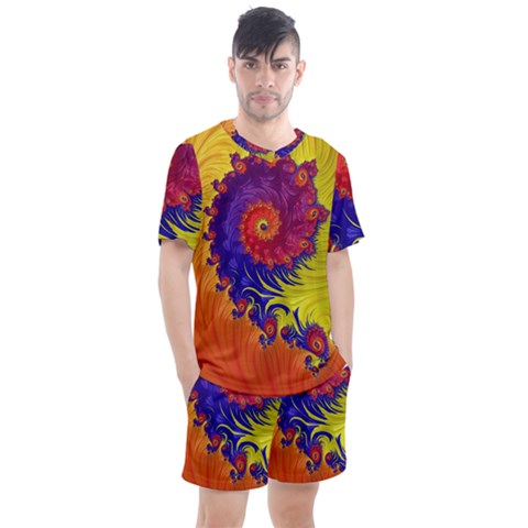 Fractal Spiral Bright Colors Men s Mesh T-shirt And Shorts Set by Proyonanggan