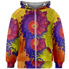 Fractal Spiral Bright Colors Kids  Zipper Hoodie Without Drawstring by Proyonanggan