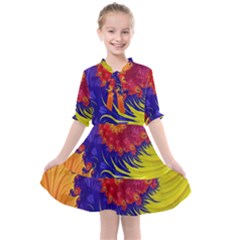 Fractal Spiral Bright Colors Kids  All Frills Chiffon Dress by Proyonanggan