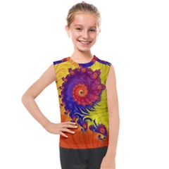 Fractal Spiral Bright Colors Kids  Mesh Tank Top by Proyonanggan