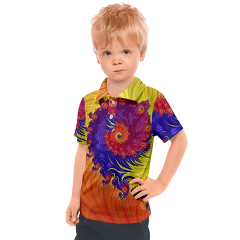 Fractal Spiral Bright Colors Kids  Polo T-shirt by Proyonanggan