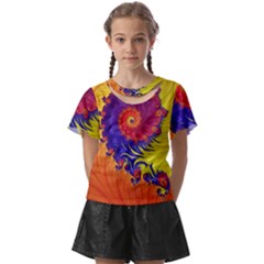 Fractal Spiral Bright Colors Kids  Front Cut T-shirt by Proyonanggan