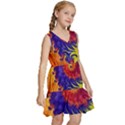 Fractal Spiral Bright Colors Kids  Sleeveless Tiered Mini Dress View3