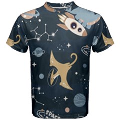 Space Theme Art Pattern Design Wallpaper Men s Cotton T-shirt by Proyonanggan