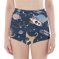 Space Theme Art Pattern Design Wallpaper High-waisted Bikini Bottoms by Proyonanggan