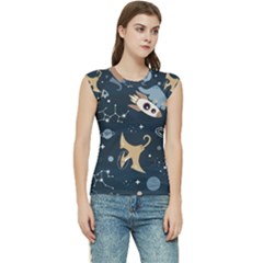 Space Theme Art Pattern Design Wallpaper Women s Raglan Cap Sleeve T-shirt by Proyonanggan