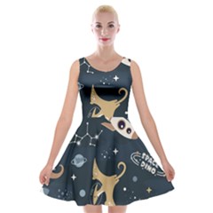 Space Theme Art Pattern Design Wallpaper Velvet Skater Dress