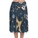 Space Theme Art Pattern Design Wallpaper Velvet Flared Midi Skirt View1