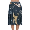 Space Theme Art Pattern Design Wallpaper Velvet Flared Midi Skirt View2