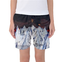 Abstract Painting Cold Temperature Snow Nature Women s Basketball Shorts by Grandong