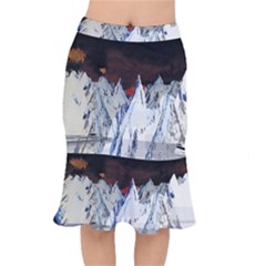 Abstract Painting Cold Temperature Snow Nature Short Mermaid Skirt by Grandong