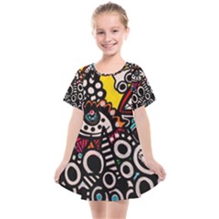 Multicolored Abstract Painting Colorful Kids  Smock Dress