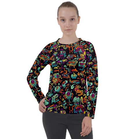 Multicolored Doodle Abstract Colorful Multi Colored Women s Long Sleeve Raglan T-shirt by Grandong