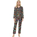 Multicolored Doodle Abstract Colorful Multi Colored Womens  Long Sleeve Velvet Pocket Pajamas Set View1