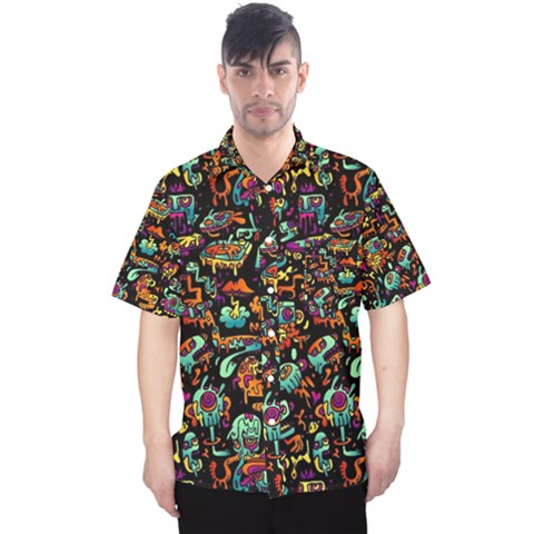 Multicolored Doodle Abstract Colorful Multi Colored Men s Hawaii Shirt by Grandong