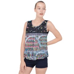 Abstract Painting Space Cartoon Bubble Hem Chiffon Tank Top by Grandong