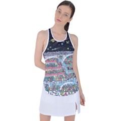 Abstract Painting Space Cartoon Racer Back Mesh Tank Top by Grandong