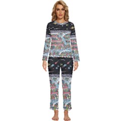 Abstract Painting Space Cartoon Womens  Long Sleeve Lightweight Pajamas Set by Grandong