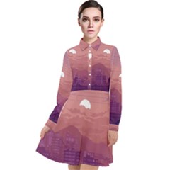 Aesthetic Pixel Art Landscape Long Sleeve Chiffon Shirt Dress by Sarkoni