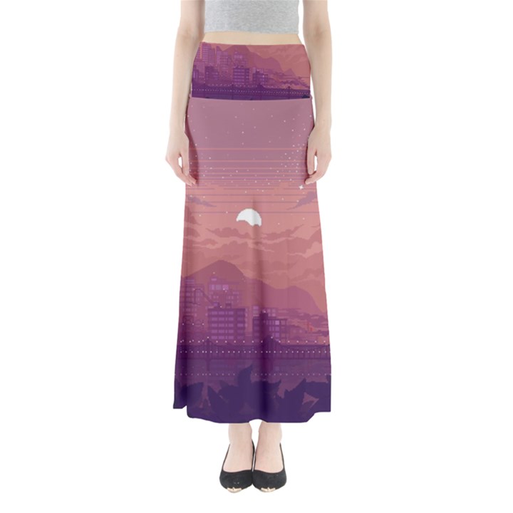 Aesthetic Pixel Art Landscape Full Length Maxi Skirt