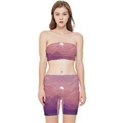 Aesthetic Pixel Art Landscape Stretch Shorts And Tube Top Set by Sarkoni