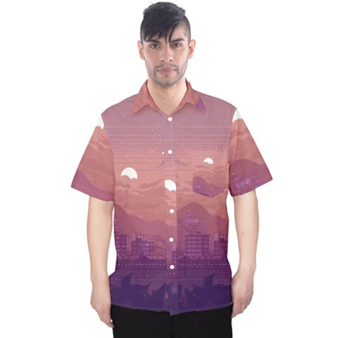 Aesthetic Pixel Art Landscape Men s Hawaii Shirt by Sarkoni