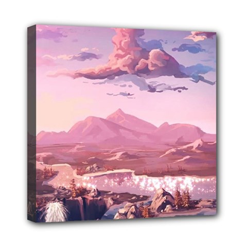 Aesthetic Landscape Vintage Cartoon Mini Canvas 8  x 8  (Stretched)