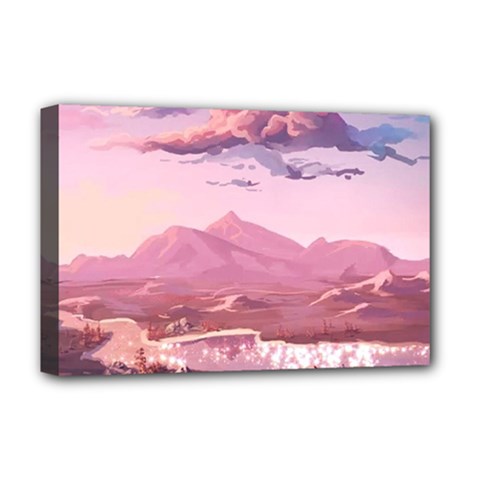 Aesthetic Landscape Vintage Cartoon Deluxe Canvas 18  x 12  (Stretched)