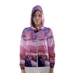 Aesthetic Landscape Vintage Cartoon Women s Hooded Windbreaker