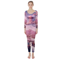 Aesthetic Landscape Vintage Cartoon Long Sleeve Catsuit by Sarkoni