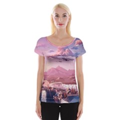 Aesthetic Landscape Vintage Cartoon Cap Sleeve Top