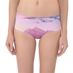 Aesthetic Landscape Vintage Cartoon Mid-Waist Bikini Bottoms